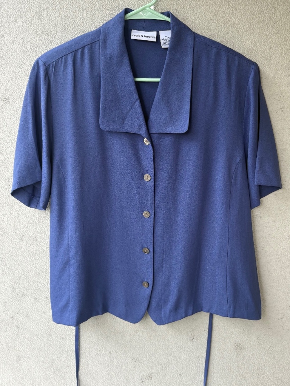 Vintage Croft & Barrow Slate Blue Tie Back Blouse XL